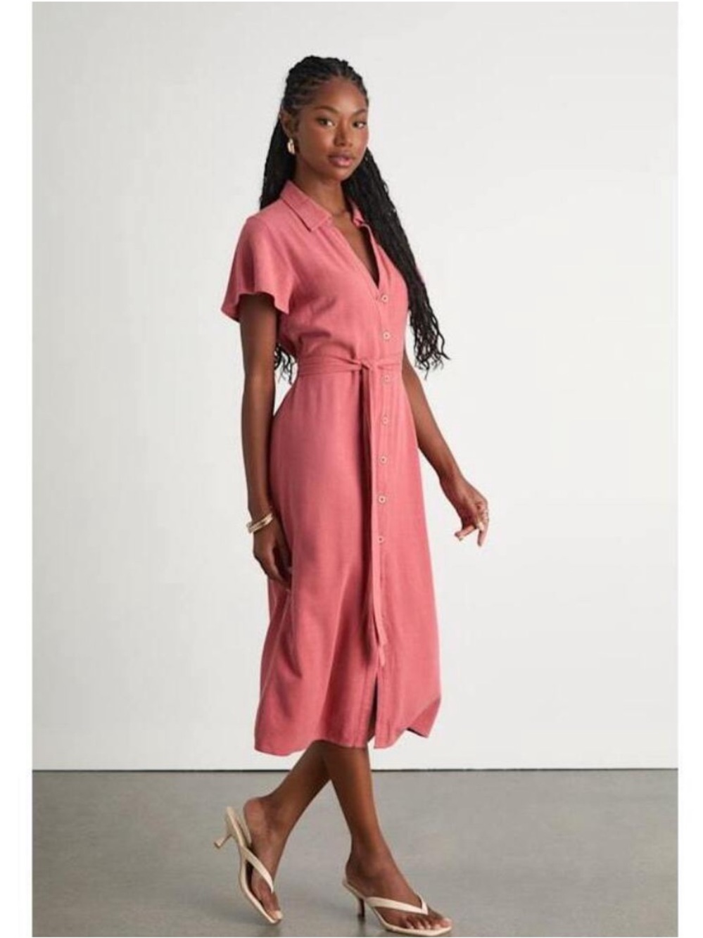 Lulu's Italian Summer Linen Button Up Dress